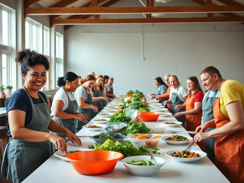 Volunteers serving the Sunday community lunch